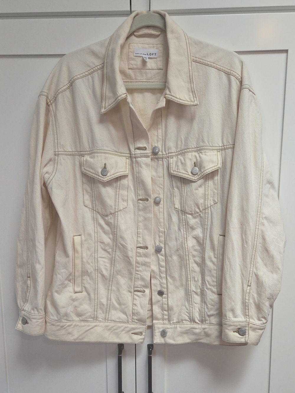 LOFT Cream Off-White Denim Jacket Size Medium